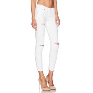 Agolde Colette Crop Distressed White Jeans